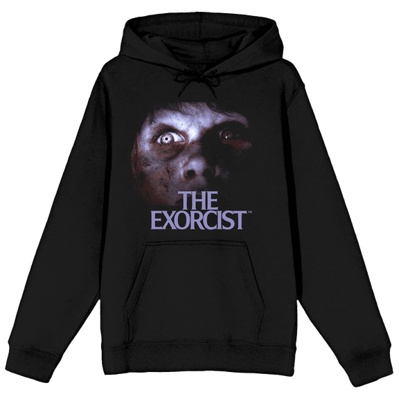 The Exorcist Scary Face Long Sleeve Women's Black Hooded Sweatshirt-Medium