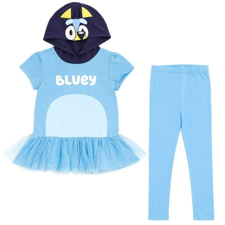 

Bluey Toddler Girls Cosplay T-Shirt Dress and Leggings Outfit Set Toddler to Big Kid