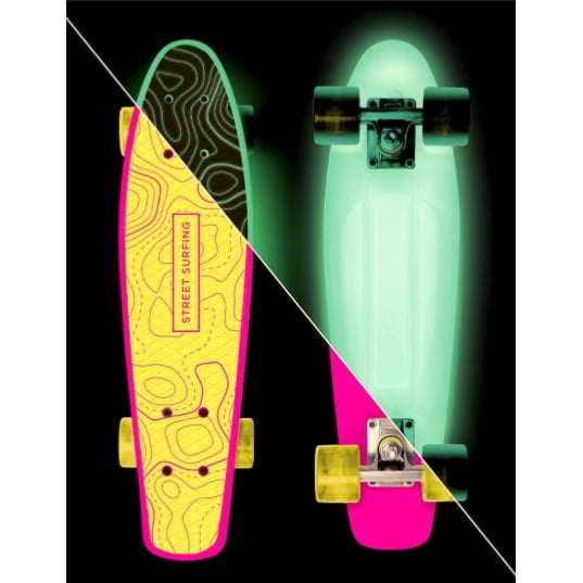 Leger Validatie Eerder Street Surfing Plastic Cruiser Skateboard Beach Board Glow Topographic -  Walmart.com