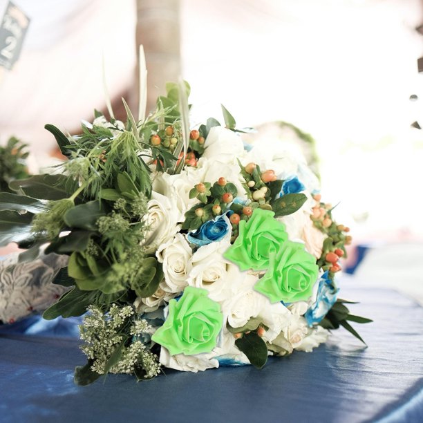 BESTYASH 50Ud Rosas Artificiales Verde Claro Para De Y Fiesta Con Material Pe