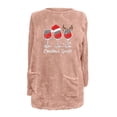 thumbnail image 4 of Pisexur Fuzzy Chandails de Noël pour Femmes Doublés en Molleton à Manches Longues à Col Rond Chandail d'Hiver Chaud Imprimé Verres de Vin Rouge Chandail de Noël à Enfiler Hauts avec Poches, 4 of 4