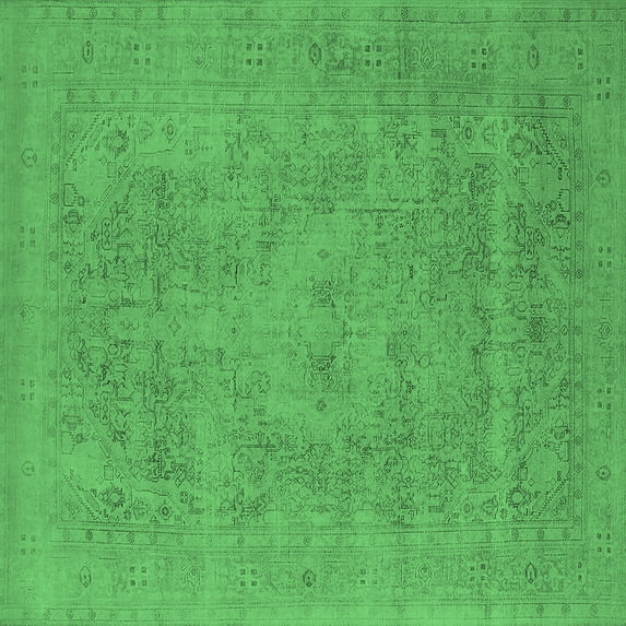 Ahgly Company Indoor Square Oriental Emerald Green Industrial Area Rugs, 6' Square