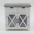 thumbnail image 4 of LuxenHome Rustic White Wood and Metal 2-Drawer 2-Door Storage Cabinet, 4 of 16