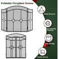 thumbnail image 3 of 3 Panel Fireplace Screen 48" W x 29" H Modern Foldable with Wrought Metal Decorative Mesh, 3 of 5