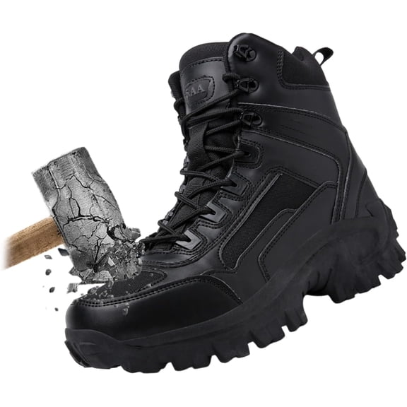 Mens Orthopedic Support Anti-Puncture Work Boots Waterproof Anti-Sprain Hiking Boots, Mens Orthopedic Support Non Slip Waterproof Side Zipper Outdoor Combat Boots ，Lightweight Comfortable（Khaki）