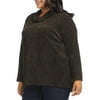 Karen Kane Womens Plus Ribbed Glitter Turtleneck Top Black 1X