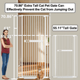 thumbnail image 3 of Fairy Baby 70.8" Extra Tall Pet Cat Gate 29.99-45.62" Wide Pressure Mounted Walk Through White Metal, 3 of 7