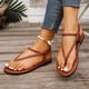 thumbnail image 5 of Sandalias Planas con Correas de Tobillo Sandalias Redondas Del Dedo Del Pie con Hebilla Ajustable de Verano, Zapatos Casuales de las Mujeres, 5 of 9