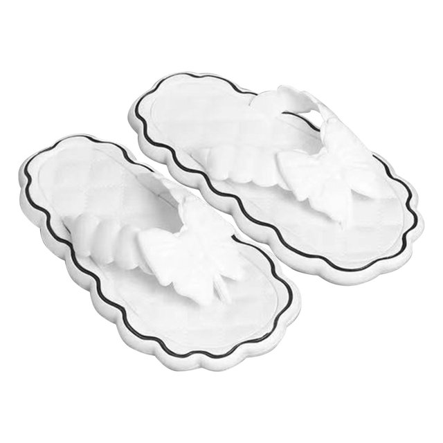 Chanclas de verano para mujer, para vacaciones en la playa, suaves, elásticas, elegantes, bonitas, con lazo, sandalias planas, color blanco 38/39