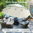 thumbnail image 3 of Alpha Joy 15ft Extra Large Outdoor Patio Double-Sided Umbrella with Solar Lights & Umbrella Base, Ivory, 3 of 6