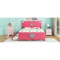thumbnail image 3 of Miekor Furniture Full Size Upholstered Platform Bed with Trundle and Heart Shaped Decoration, Dark Pink B3A139, 3 of 8
