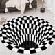 thumbnail image 2 of 2pc 3D Swirl Print Alfombras de área de óptica Alfombra Alfombras de felpudo antideslizantes para el piso Diámetro 80cm Sunnimix Alfombra redonda de rejilla blanca y negra, 2 of 8