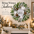 thumbnail image 3 of 24 Inch  Christmas Wreath with “Let It Snow” Wooden Sign, Snow-Flocked Greenery, White Flowers, Berries and Pine Cones, Winter Holiday Front Door Decor, 3 of 8