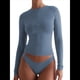 thumbnail image 3 of Top Corto de Larga con Cuello en V y Cremallera de un Cuarto para Mujer, Moda de Otoño 2025 Azul Gris M, 3 of 8