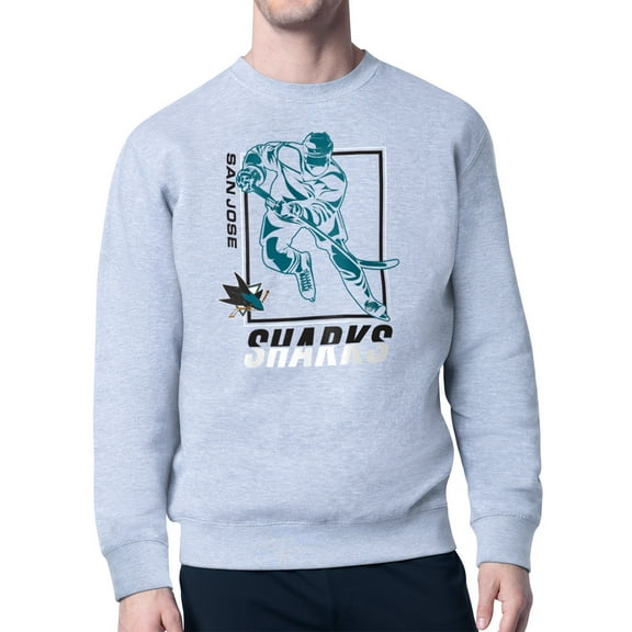 Men's Starter Heather Gray San Jose Sharks Player Grid Fleece Pullover Sweatshirt