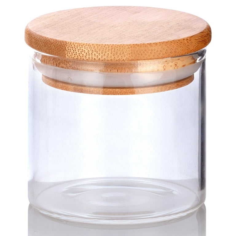 4 oz Clear Glass Borosilicate Jar with Bamboo Silicone Sealed Lid