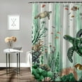 thumbnail image 2 of Chilfamy  Sea Turtle Shower Curtain, Green Ocean Jellyfish Seahorse Tropical Fish Seashell Starfish Coral Seaweed Coastal Nautical Beach Bathroom Decor, Waterproof Fabric Shower Curtain White, 2 of 7