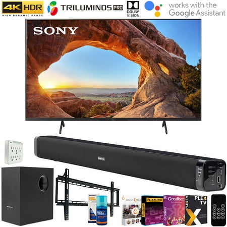 Sony 75" X85J 4K Ultra HD LED Smart TV (2021 Model) with Deco Gear Soundbar and Subwoofer Bundle Plus Complete Mounting and Streaming Kit for X85J Series (KD75X85J)