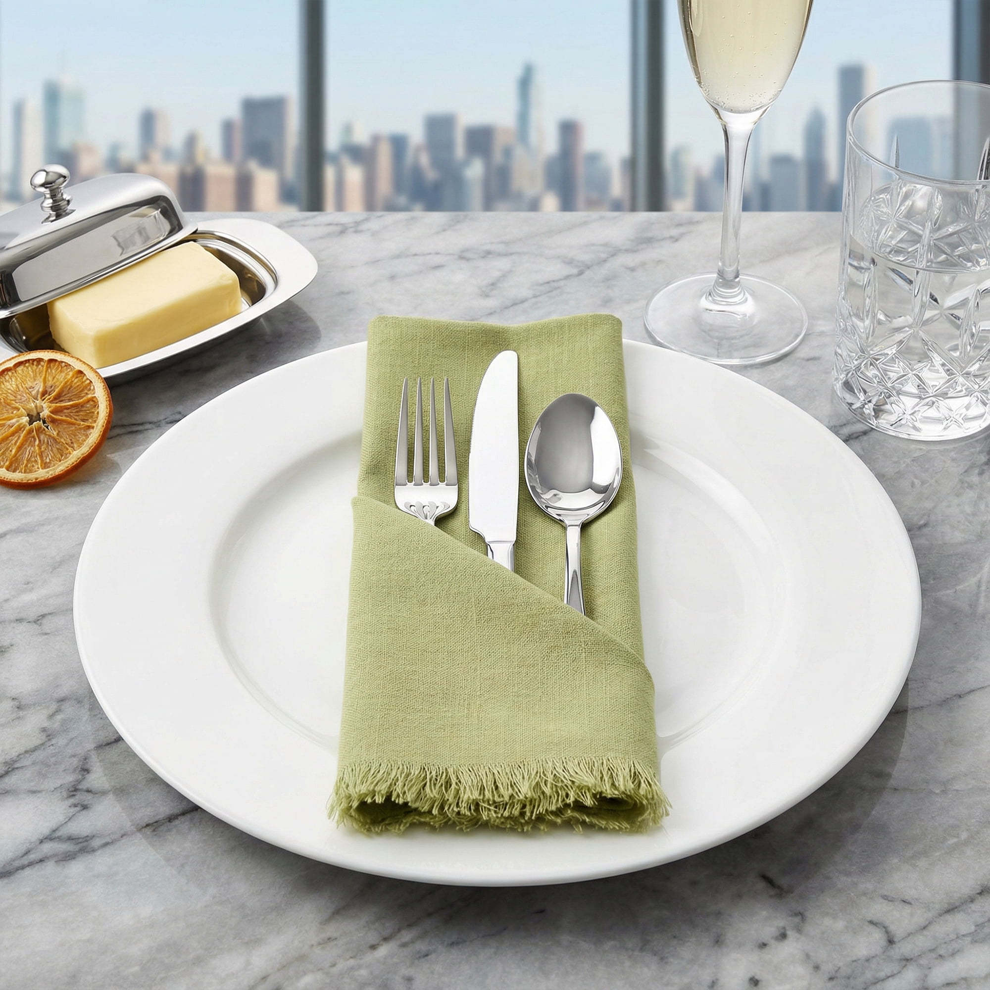 Unique Bargains 6Pcs Cotton Reusable Dinner Cloth Napkins Grass Green 18x18inch