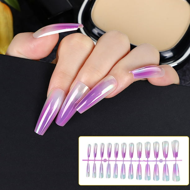 Press On Nails Fake Nails 24Pcs Extra Long Press On Nails Coffin Glossy ...