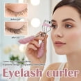 thumbnail image 3 of Bling Rhinestones Makeup Eyelash Curler,  Slant Tip Tweezer Bling Crystal Rhinestone Eyelashes Curls with Refill Silicone Pressure Pads Loaded for No Pinching or Pulling, 3 of 10