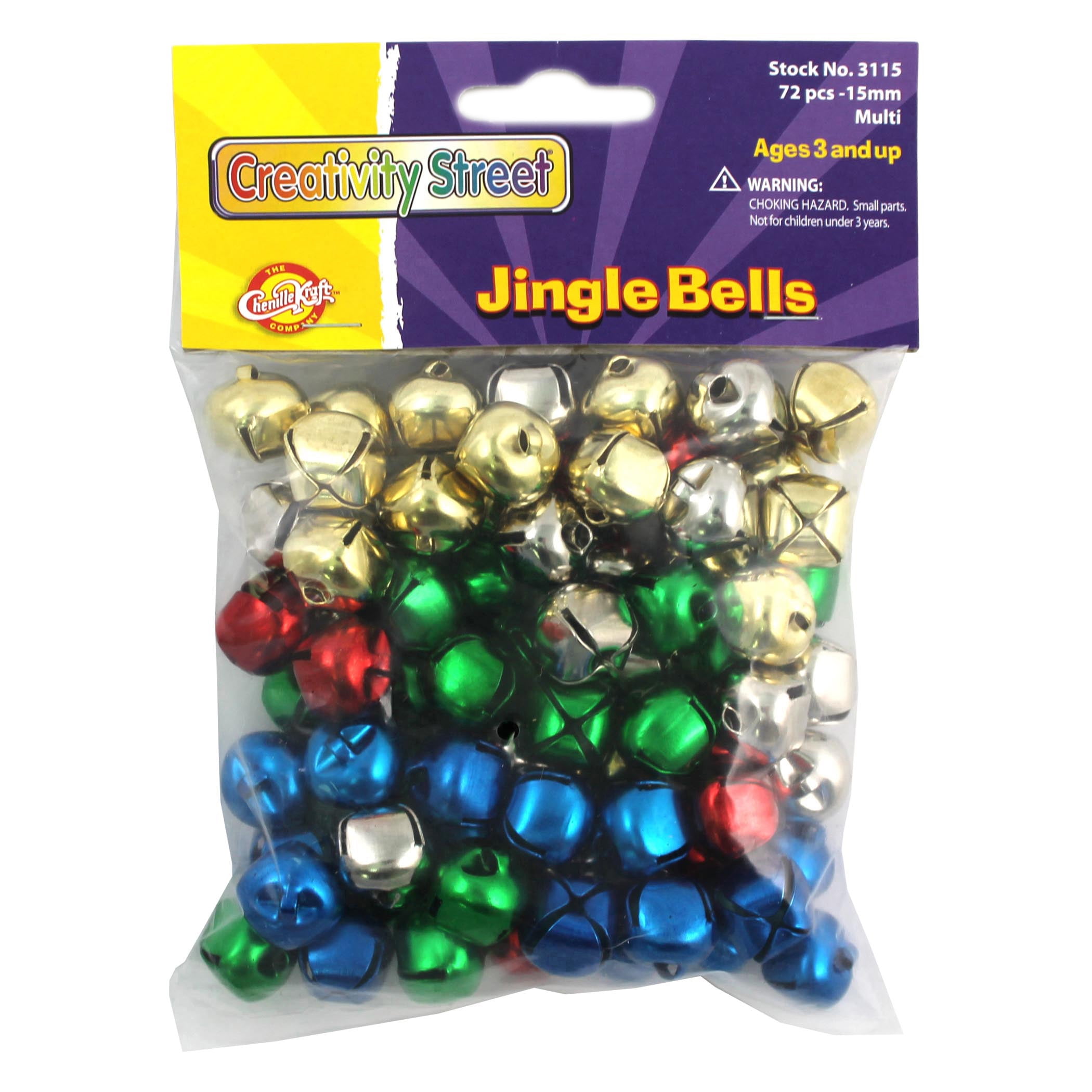 Jingle Bells, Multicolor, 15 mm, 6 Packs of 72