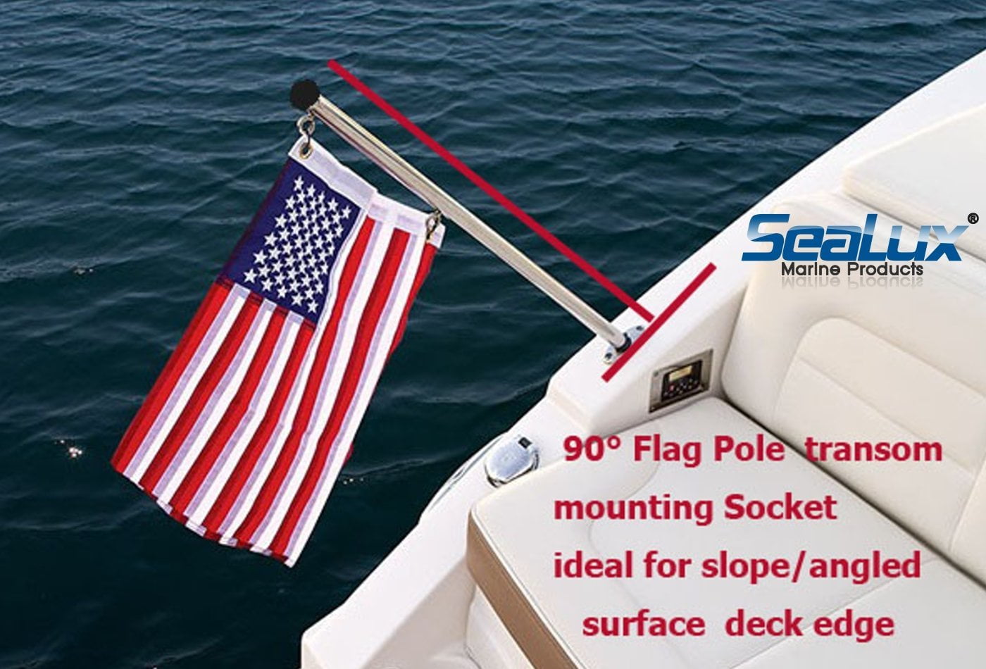 316 Stainless Steel Mirror-Polished Boat 24" Flag Pole with Socket Bas...