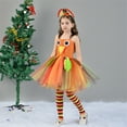 thumbnail image 5 of Mercatoo Girls Thanksgiving Turkey Puffy Dress Mesh Gown Cute Festival 𝐂osplay Outfit with Headband and Socks for Feast, 5 of 9
