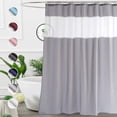 thumbnail image 1 of Gray Shower Curtain 72x75 Inches, Fabric Bathroom Curtain with Mesh Window Design, Weighted Bottom Hem, Water Repellent, Machine Washable, 1 of 7