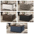 thumbnail image 2 of ANPOO 36" Movable Lift Top Coffee Table with Storage and Power Outlets, Farmhouse Square Coffee Table with Wheels & Large Hidden Space, Wooden Center Table for Living Room(Blue-Brown/36"), 2 of 9