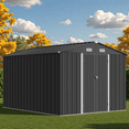 thumbnail image 2 of 10'x10' Outdoor Storage Shed, Lofka Large Metel Garden Shed with Double Lockable Door for Backyard|Patio ,Gray, 2 of 9