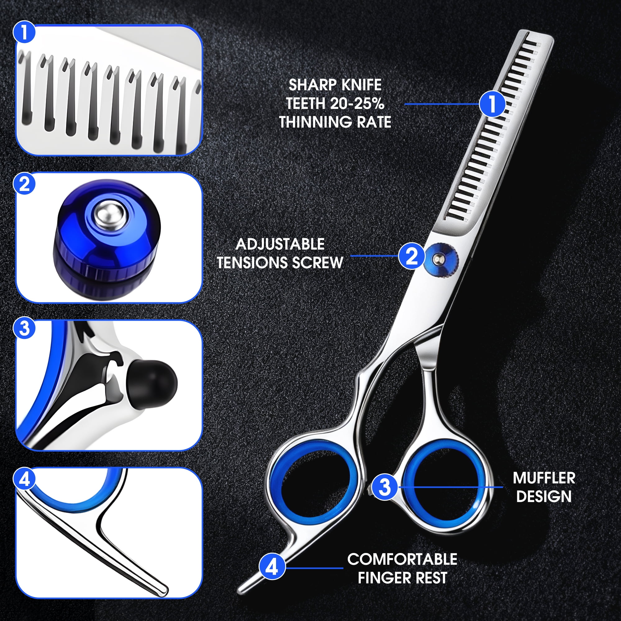 GARITIN Hair Cutting Scissors Kits, Hair Shears for Cutting Hair, Haircut Scissors for Women Men Stainless Hair Thinning Trimming Scissors Professional Barber Accessories