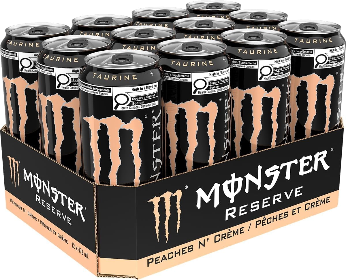 MONSTER ENERGY Reserve Peaches N' Crème 12 Pack 473 mL imported from Canada