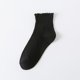 thumbnail image 1 of Xiao Hua 6 pares de calcetines de algodón para mujer, finos, suaves, cómodos, transpirables, de vestir, por encima del tobillo, para negocios e informales (negros)., 1 of 2