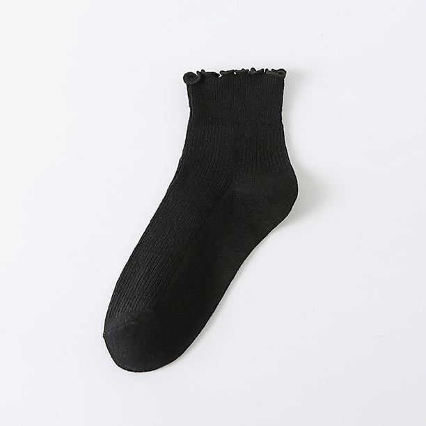 Xiao Hua 6 pares de calcetines de algodón para mujer, finos, suaves, cómodos, transpirables, de vestir, por encima del tobillo, para negocios e informales (negros).