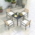 thumbnail image 4 of Spaco 5-Piece Wicker Rattan Patio Furniture Set with Cushions and Square Metal Table Top, Patio Table and 4 Pieces Chairs Conversation Set for Outdoor as Yard, Balcony, Porch, Beige, 4 of 11