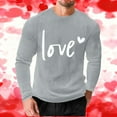 thumbnail image 4 of EchfiProm Mens Graphic Tees Long Sleeve Valentine Shirts Waffle Gray Love Summer Graphic Tops for Big and Tall Men L, 4 of 8