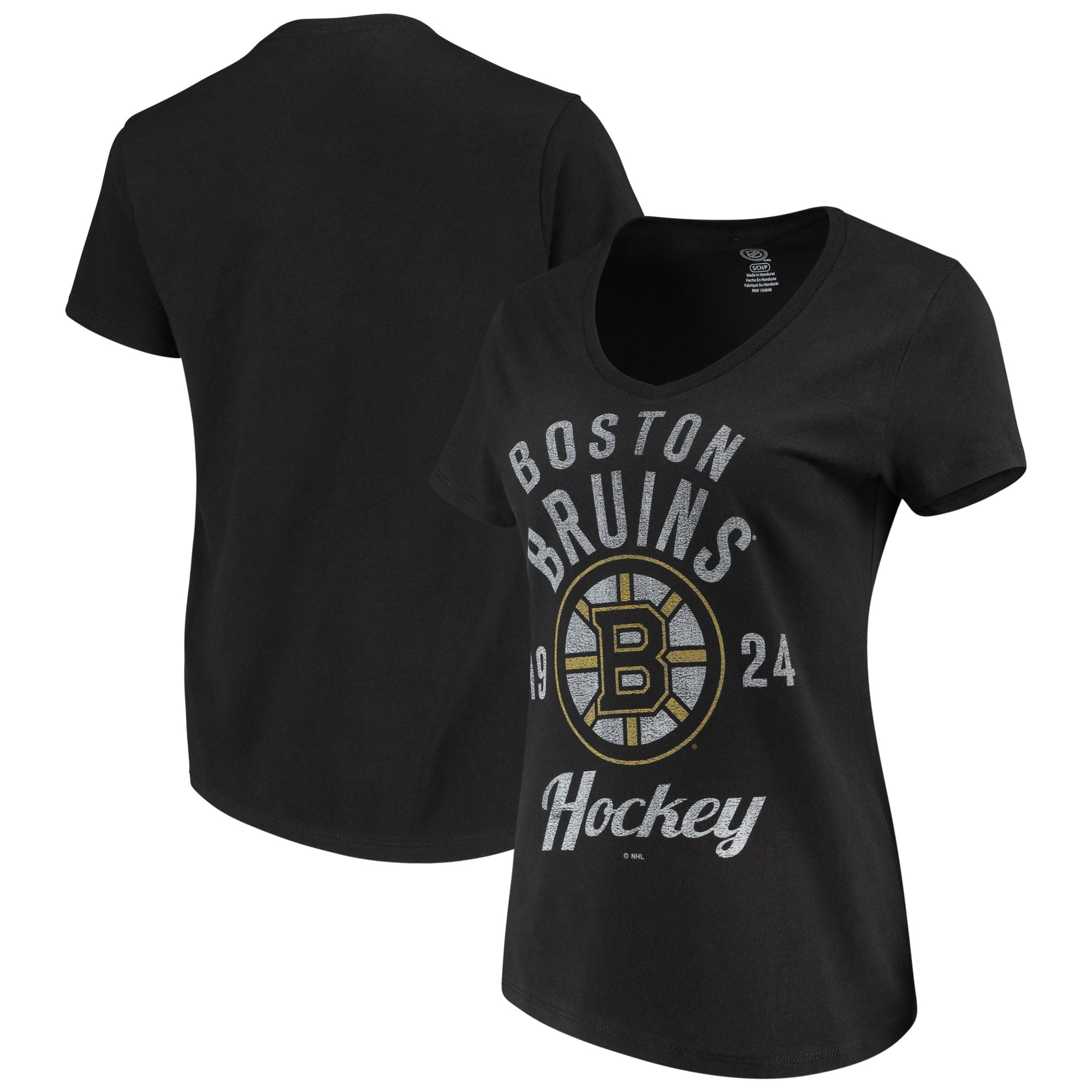 Women's Black Boston Bruins VNeck TShirt