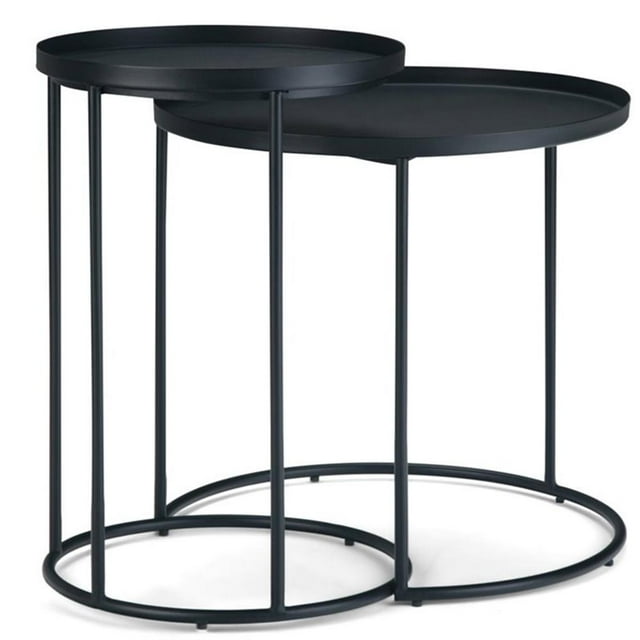 Pemberly Row Industrial 24 " Metal 2 Pc Nesting Table in Black