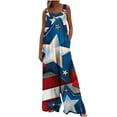 thumbnail image 6 of Wiyuqeen Linen Bib Overalls for Women Sleeveless 4th of July Rompers Casual American Flag Jumpers Baggy Summer Wide Leg Overall with Pocket, 6 of 8