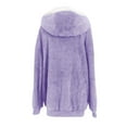 thumbnail image 4 of Ynynloco Womens Plus Size Winter Casual Fuzzy Fleece Jacket Hooded Purple Long SLeeve Cardigan Coats Outerwear with Pockets, 4 of 4