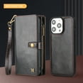 thumbnail image 6 of 2 In 1 Wallet Phone Case for Apple iPhone XS/ iPhone X, Detachable Magnetic Back Cover with Cards Holder Zipper Pocket Hand Wrist RFID Blocking Snap Closure Shockproof Case for iPhone XS/X, Black, 6 of 7