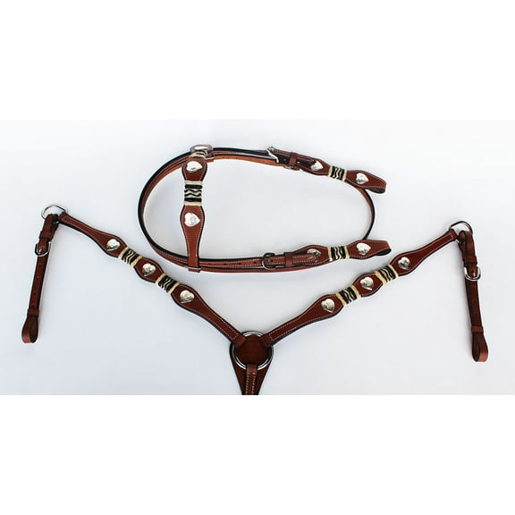 Horse Show Saddle Tack Bridle Western Leather Headstall Breast Collar 7855B