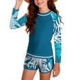 thumbnail image 2 of ITSAME Girls Rash Guard Swimsuit Set, Quick-Dry Crewneck Top and Boyshorts Beach Swimwear 2-Piece Blue Size 13T, 2 of 9