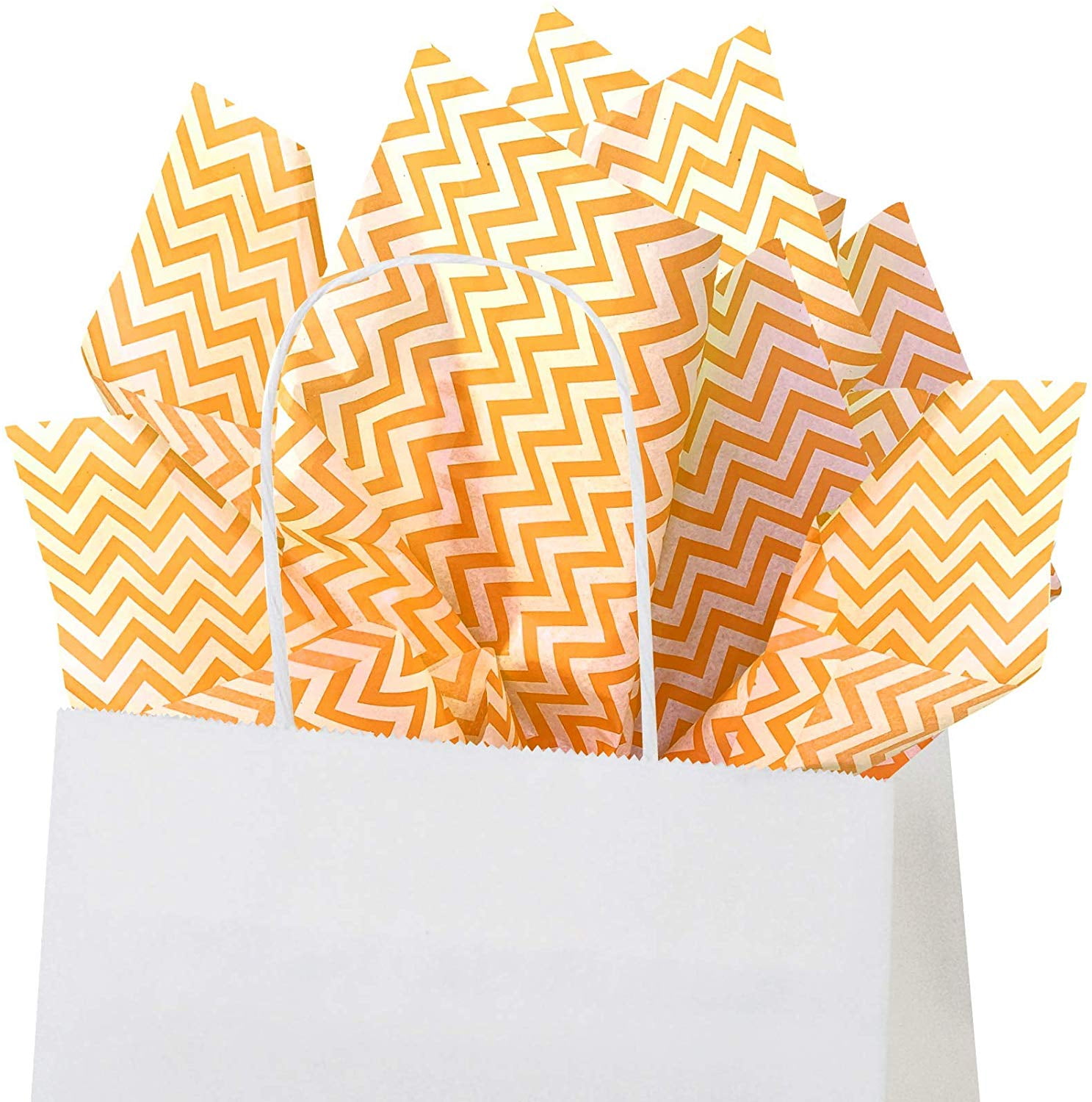 Tangerine Chevron Tissue Paper, 15"x20", 10 ct