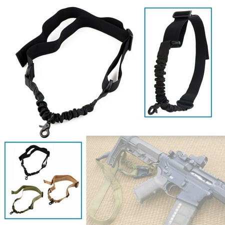 - Outdoor Hunting Tactical Single Point Adjustable Bungee Rifle Gun Sling System Strap?Black