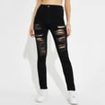 thumbnail image 2 of Vedolay Denim Pants for Women High Waisted Denim Pants Frayed Raw Hem Summer Hot Jeans Black,L, 2 of 5