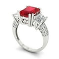 thumbnail image 2 of 4.27 ct Emerald Cut Simulated Ruby 3 Stone 14K White Gold Womens Engagement Ring, 2 of 5