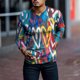 thumbnail image 4 of Camiseta de diario unisex para hombre Estampados gráficos en 3D Tops de manga larga Casual Bloue Pompotops oipoqjl5350, 4 of 9