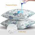 thumbnail image 4 of Teal Blue Coastal Throw Pillow Covers 16x16 Inch Set of 2, Summer Beach Coral Shell Ocean Waterproof Outdoor Pillow Covers, Decorative Cushion Pillowcases for Couch, Sofa, Bed, Garden, Patio, 4 of 9
